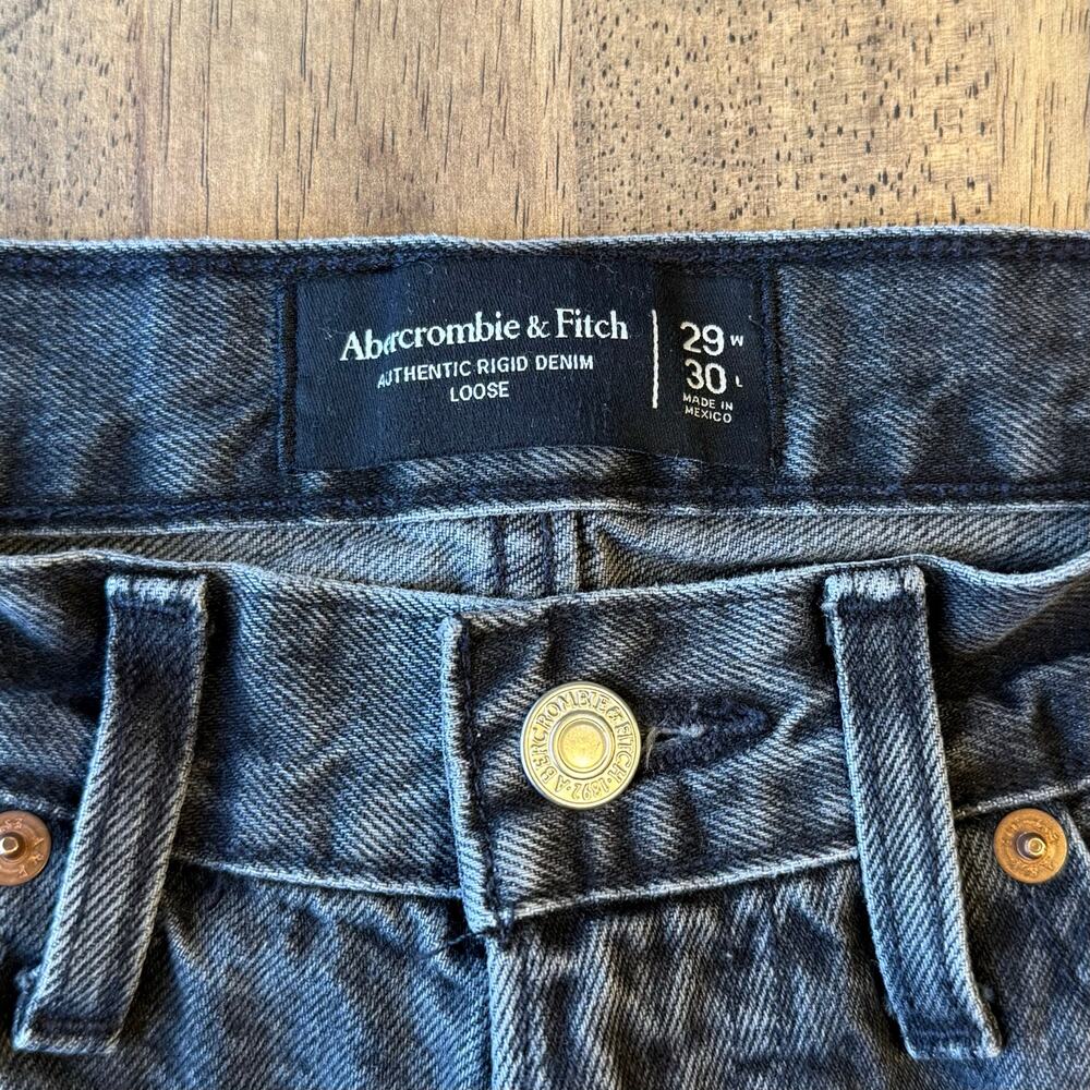 Abercrombie & Fitch Jeans Loose Authentic Rigid Denim High Rise Black Women’s 29 - Picture 6 of 9